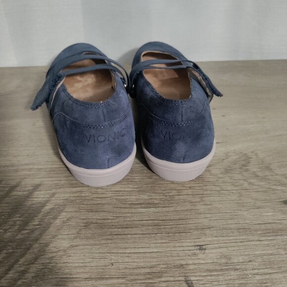 Vionic Blue Suede Shelby Elastic Straps Women's Mary Jane Shoes Size 11 - Picture 5 of 9
